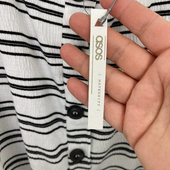 ASOS Maternity Women's Size 10 Striped Button Front Overall Romper Black White - Picture 4 of 6